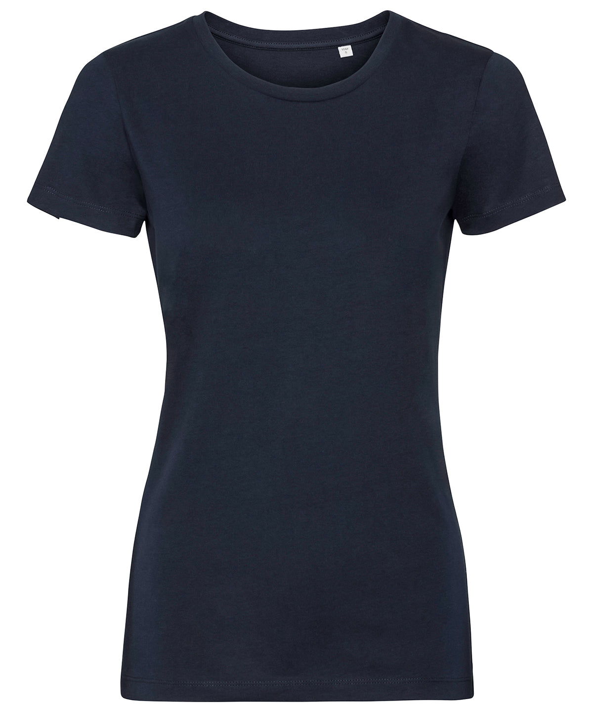 Tryck din logga på T-shirts från Russell Europe - Anpassa Pure Organic T-Shirt - Dam i färgen Marinblå för företag, föreningar och privatpersoner