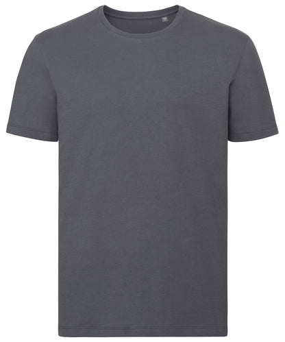 Tryck din logga på T-shirts från Russell Europe - Anpassa Pure Organic T‑Shirt i färgen Mörkgrå för företag, föreningar och privatpersoner