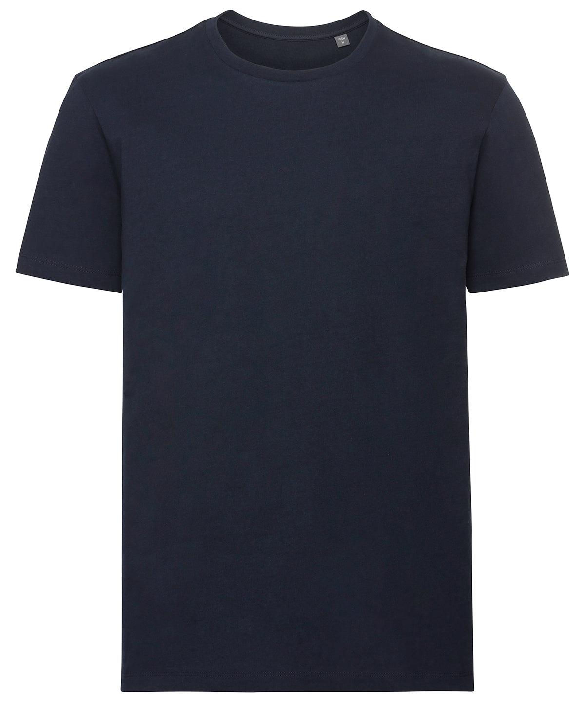 Tryck din logga på T-shirts från Russell Europe - Anpassa Pure Organic T‑Shirt i färgen Marinblå för företag, föreningar och privatpersoner