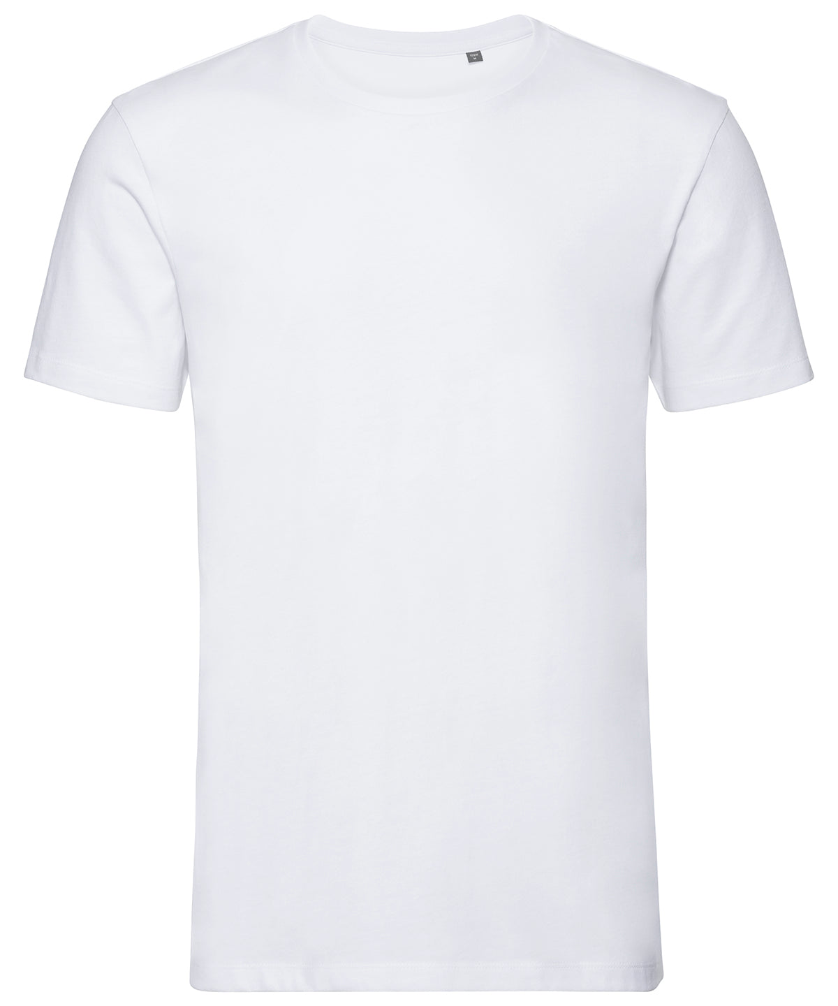 Tryck din logga på T-shirts från Russell Europe - Anpassa Pure Organic T‑Shirt i färgen Vit för företag, föreningar och privatpersoner