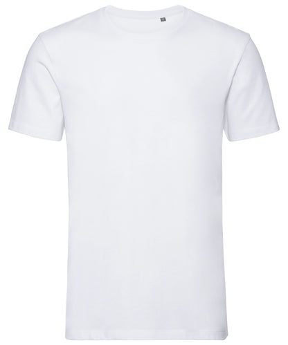 Tryck din logga på T-shirts från Russell Europe - Anpassa Pure Organic T‑Shirt i färgen Vit för företag, föreningar och privatpersoner