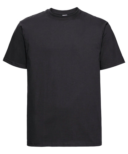 Tryck din logga på T-shirts från Russell Europe - Anpassa Classic Heavyweight Ringspun T-Shirt -Herr i färgen Svart för företag, föreningar och privatpersoner
