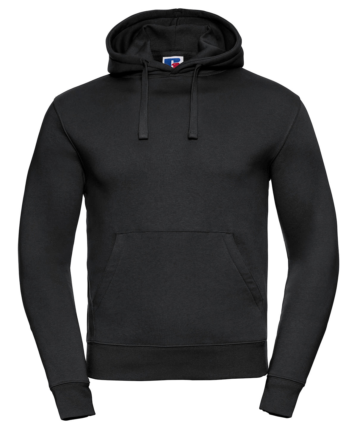 Tryck din logga på Hoodies från Russell Europe - Anpassa Russell Europe - Autentisk Hoodie med Huva i färgen Svart för företag, föreningar och privatpersoner