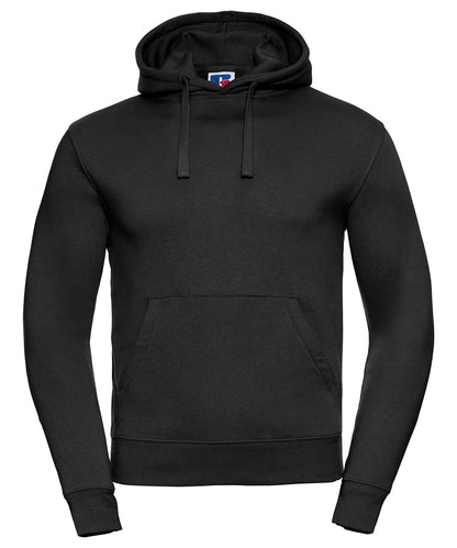 Tryck din logga på Hoodies från Russell Europe - Anpassa Russell Europe - Autentisk Hoodie med Huva i färgen Svart för företag, föreningar och privatpersoner