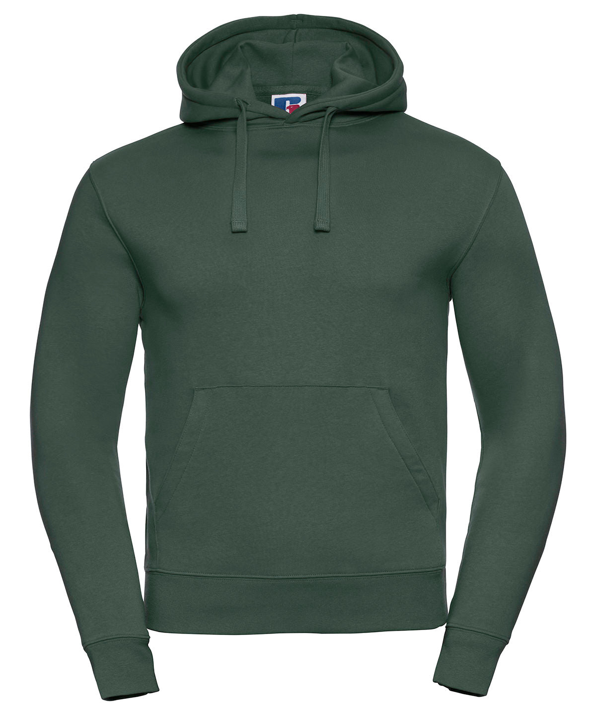 Tryck din logga på Hoodies från Russell Europe - Anpassa Russell Europe - Autentisk Hoodie med Huva i färgen Djup grön för företag, föreningar och privatpersoner