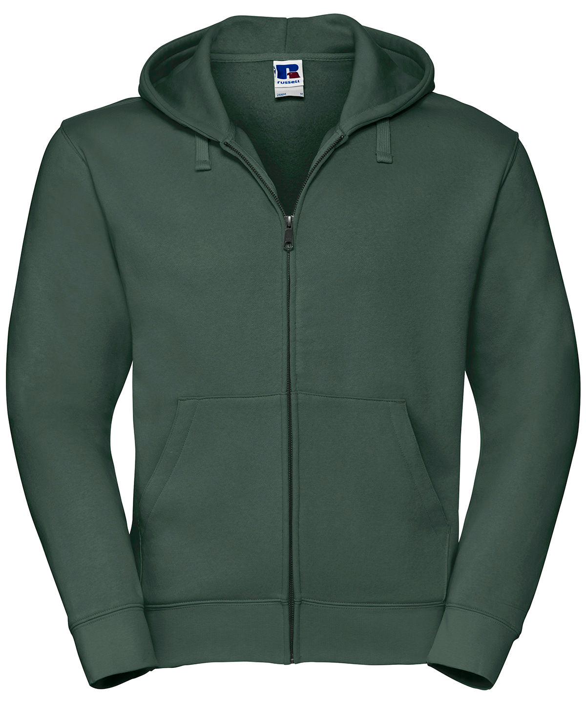 Tryck din logga på Hoodies från Russell Europe - Anpassa Russell Europe - Authentic Hoodie med Dragkedja i färgen Djup grön för företag, föreningar och privatpersoner
