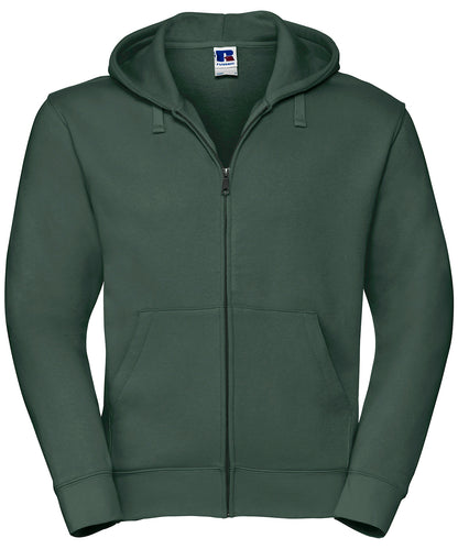 Tryck din logga på Hoodies från Russell Europe - Anpassa Russell Europe - Authentic Hoodie med Dragkedja i färgen Djup grön för företag, föreningar och privatpersoner