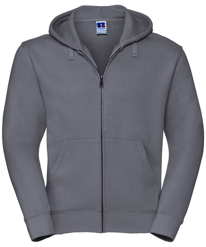 Tryck din logga på Hoodies från Russell Europe - Anpassa Russell Europe - Authentic Hoodie med Dragkedja i färgen Mörkgrå för företag, föreningar och privatpersoner