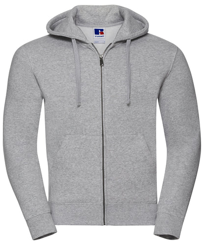 Tryck din logga på Hoodies från Russell Europe - Anpassa Russell Europe - Authentic Hoodie med Dragkedja i färgen Ljunggrå för företag, föreningar och privatpersoner