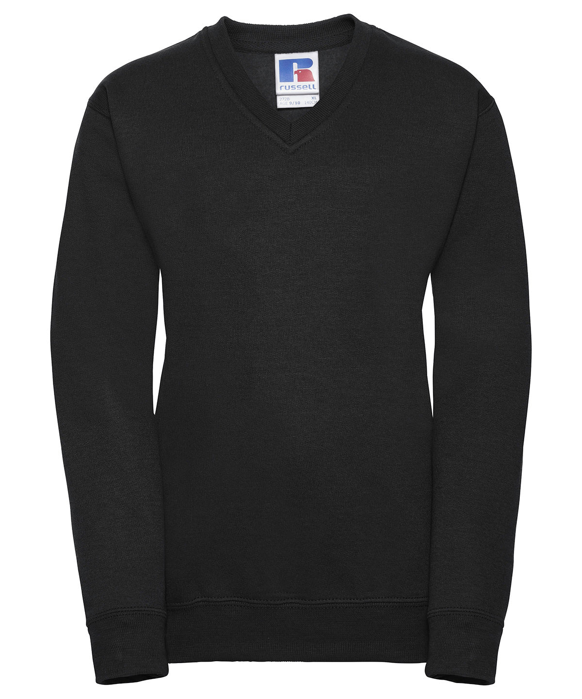 Tryck din logga på Sweatshirts från Russell Europe - Anpassa Russell Europe - Sweatshirt med V-Ringning för Barn i färgen Svart för företag, föreningar och privatpersoner