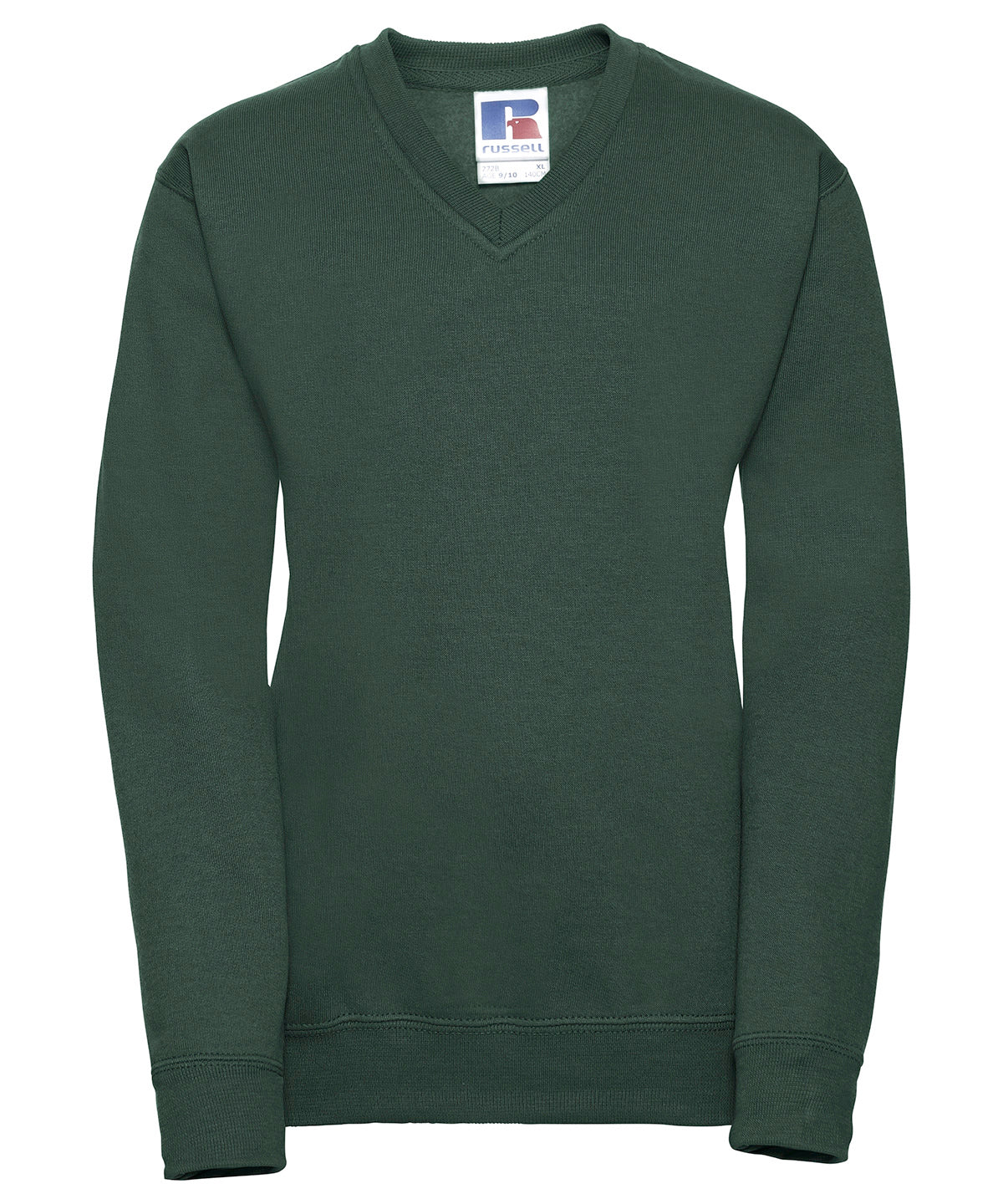 Tryck din logga på Sweatshirts från Russell Europe - Anpassa Russell Europe - Sweatshirt med V-Ringning för Barn i färgen Djup grön för företag, föreningar och privatpersoner