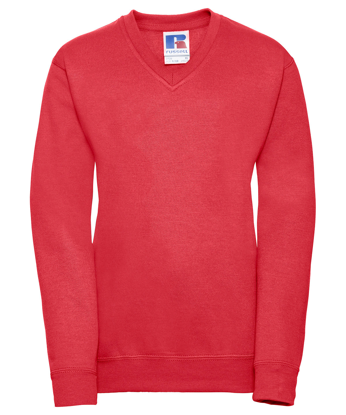 Tryck din logga på Sweatshirts från Russell Europe - Anpassa Russell Europe - Sweatshirt med V-Ringning för Barn i färgen Ljusröd för företag, föreningar och privatpersoner