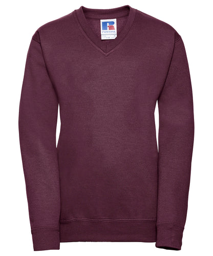 Tryck din logga på Sweatshirts från Russell Europe - Anpassa Russell Europe - Sweatshirt med V-Ringning för Barn i färgen Burgundy för företag, föreningar och privatpersoner