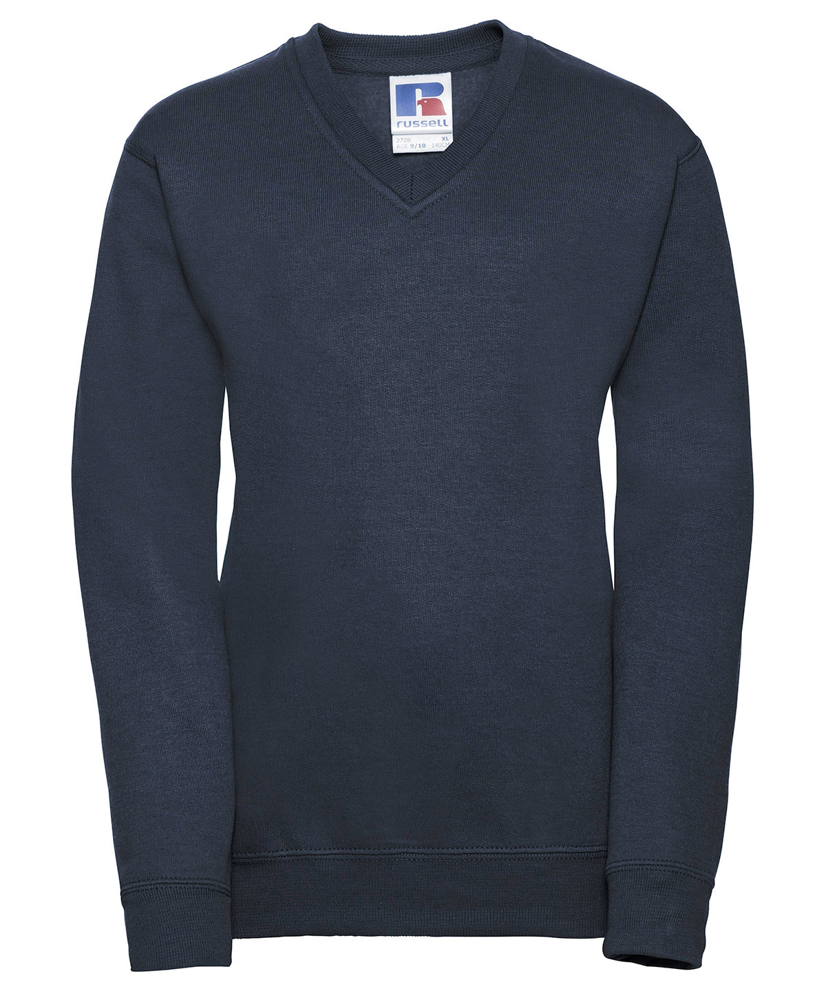 Tryck din logga på Sweatshirts från Russell Europe - Anpassa Russell Europe - Sweatshirt med V-Ringning för Barn i färgen Marinblå för företag, föreningar och privatpersoner