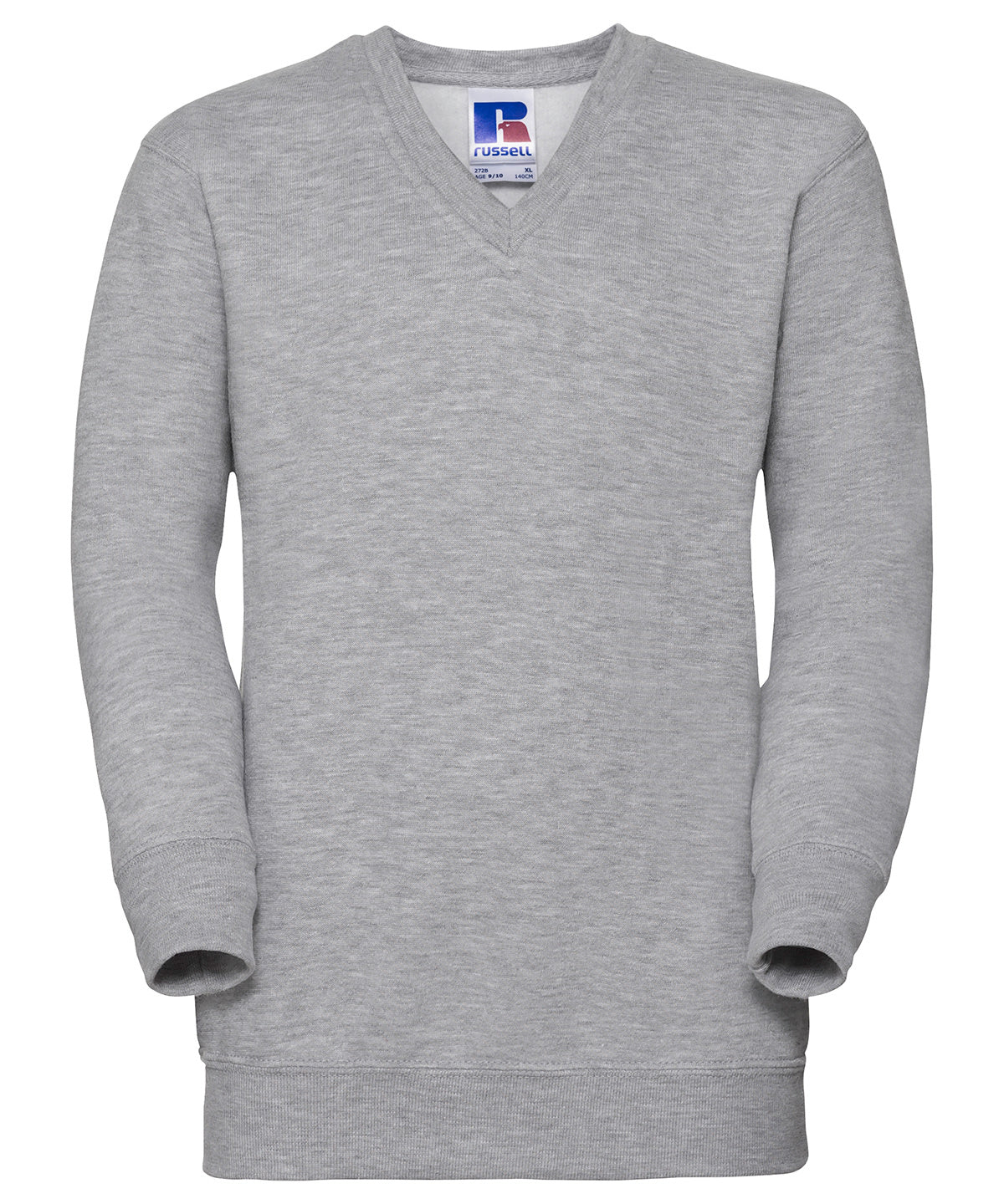 Tryck din logga på Sweatshirts från Russell Europe - Anpassa Russell Europe - Sweatshirt med V-Ringning för Barn i färgen Ljunggrå för företag, föreningar och privatpersoner