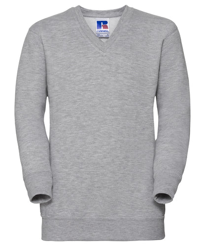 Tryck din logga på Sweatshirts från Russell Europe - Anpassa Russell Europe - Sweatshirt med V-Ringning för Barn i färgen Ljunggrå för företag, föreningar och privatpersoner