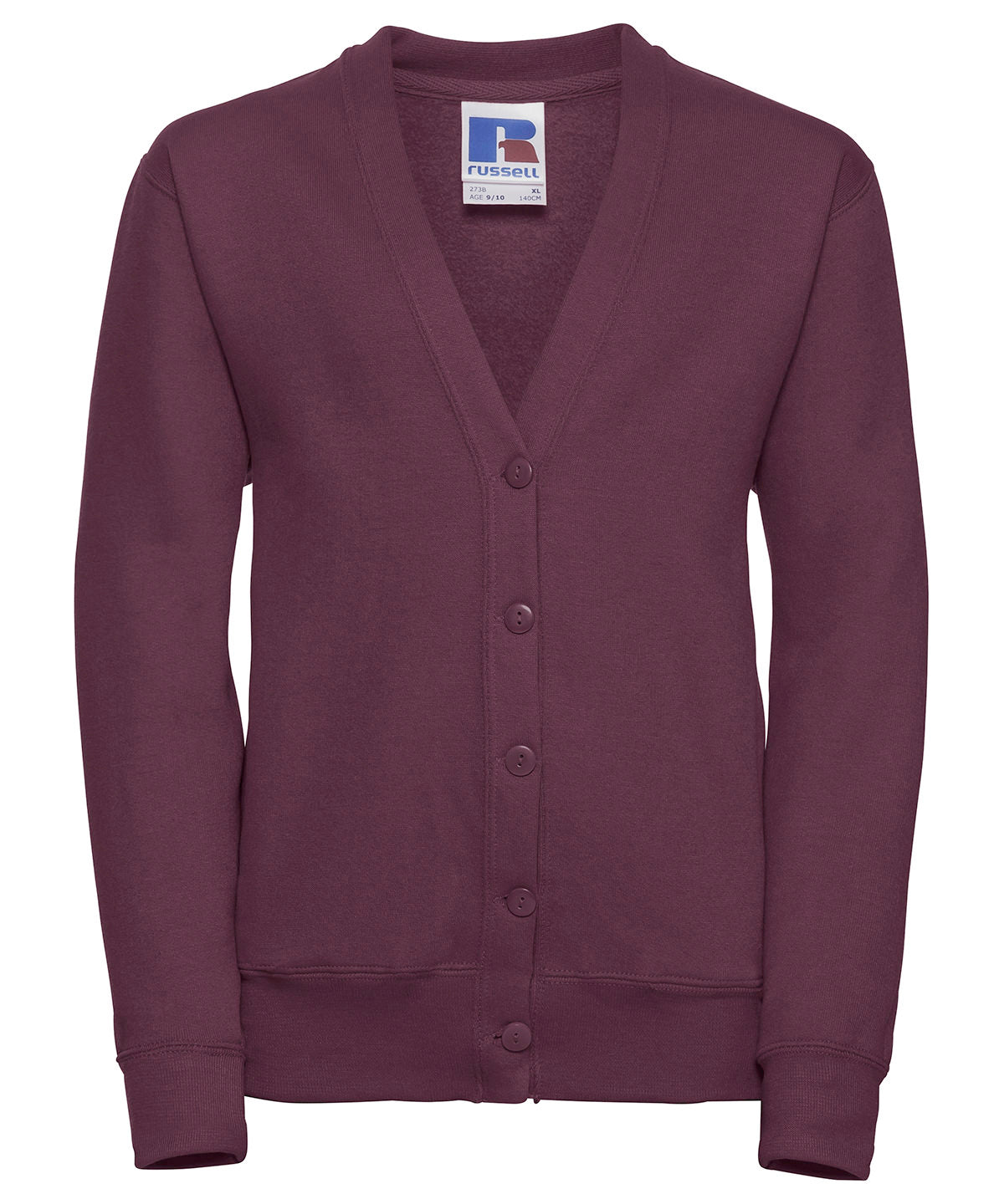 Tryck din logga på Koftor från Russell Europe - Anpassa Cardigan för barn i färgen Burgundy för företag, föreningar och privatpersoner