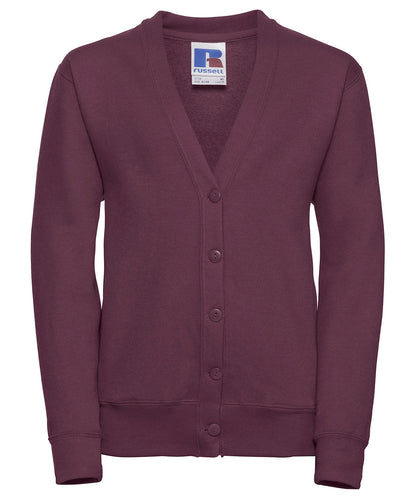 Tryck din logga på Koftor från Russell Europe - Anpassa Cardigan för barn i färgen Burgundy för företag, föreningar och privatpersoner