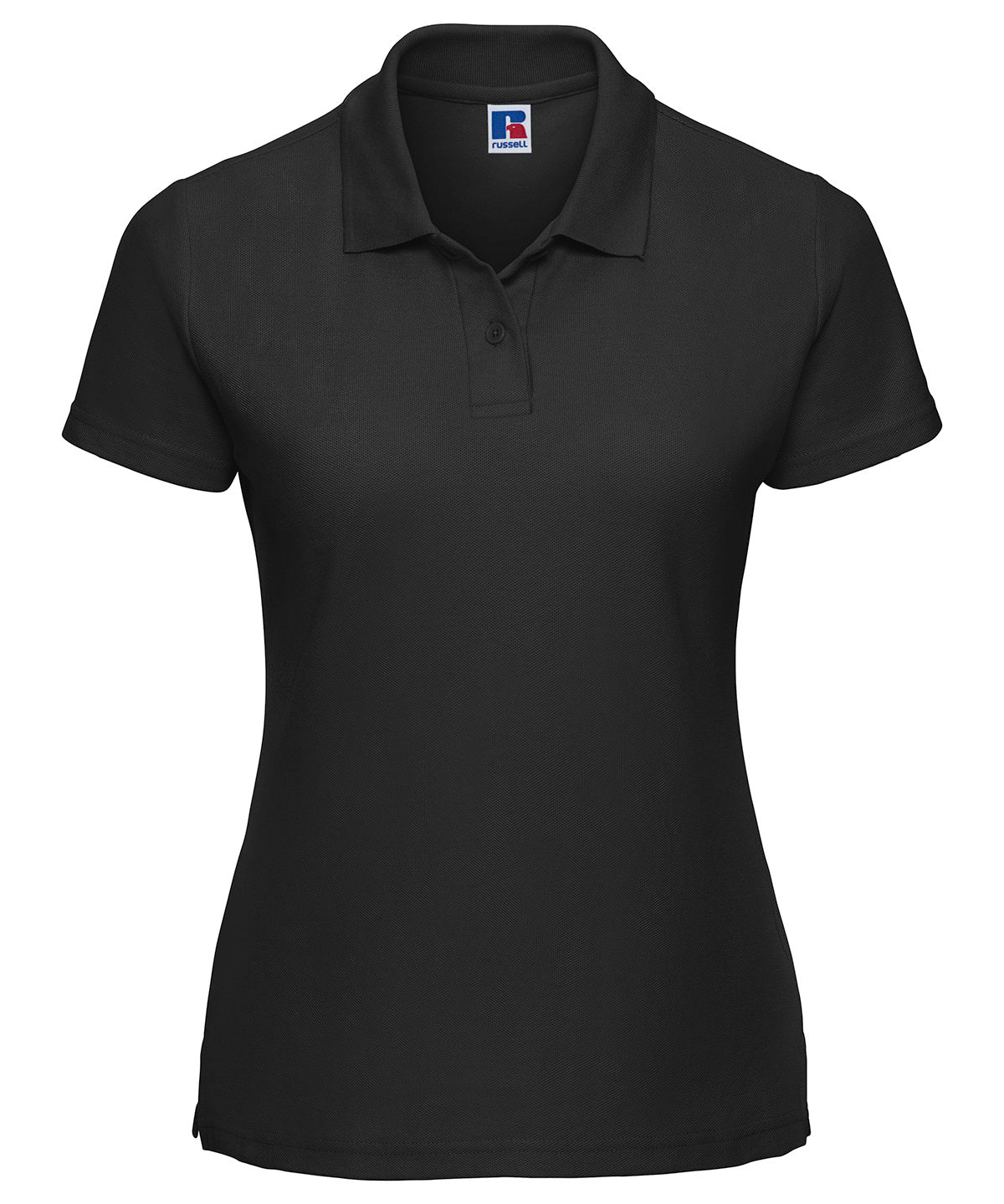 Tryck din logga på Piké från Russell Europe - Anpassa Classic Polycotton Polo - Dam i färgen Svart för företag, föreningar och privatpersoner
