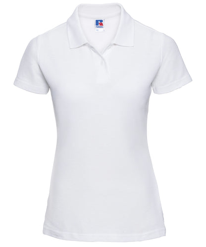 Tryck din logga på Piké från Russell Europe - Anpassa Classic Polycotton Polo - Dam i färgen Vit för företag, föreningar och privatpersoner