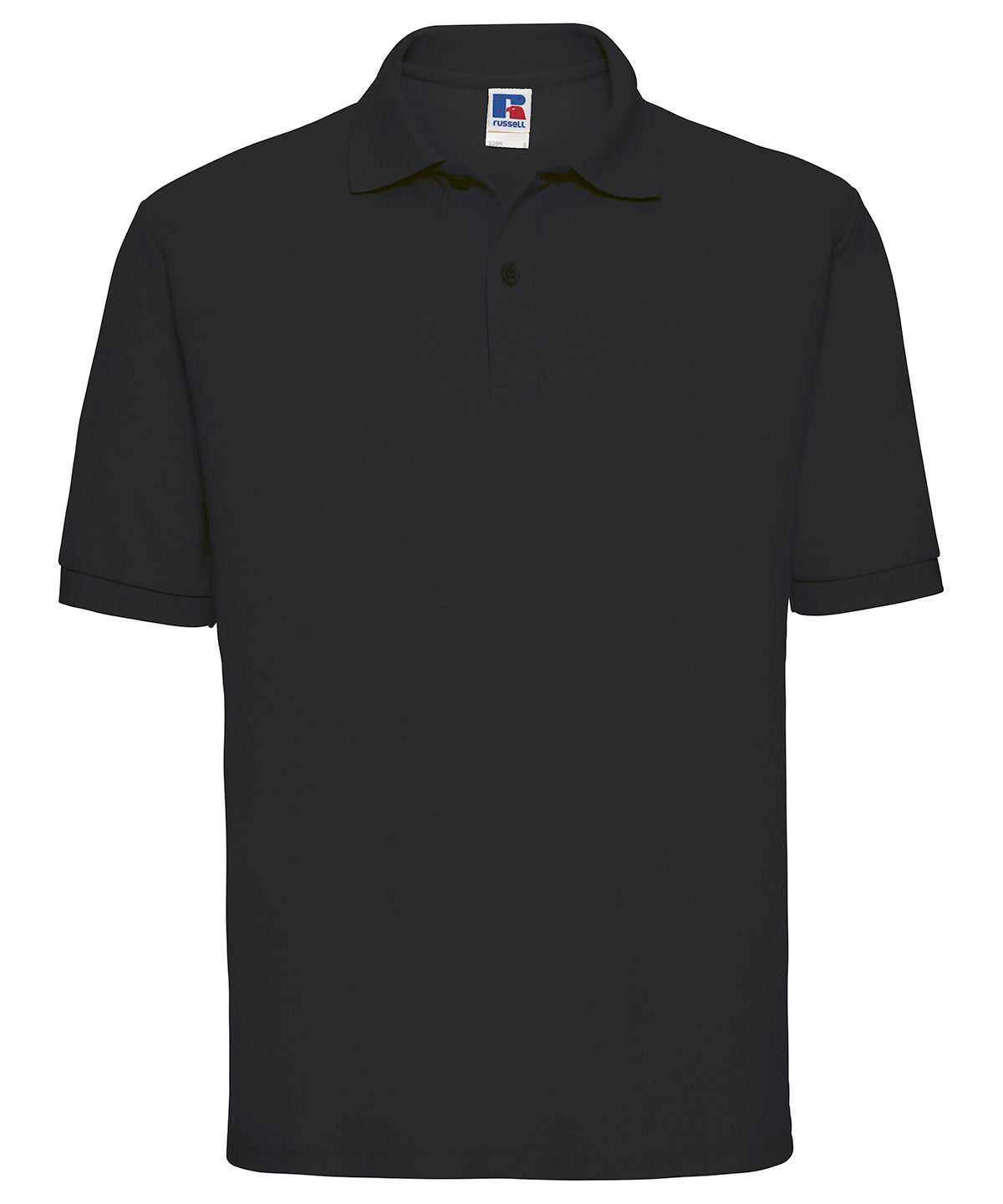 Tryck din logga på Piké från Russell Europe - Anpassa Classic Polycotton Polo i färgen Svart för företag, föreningar och privatpersoner