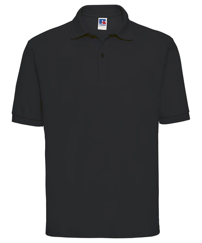Tryck din logga på Piké från Russell Europe - Anpassa Classic Polycotton Polo i färgen Svart för företag, föreningar och privatpersoner