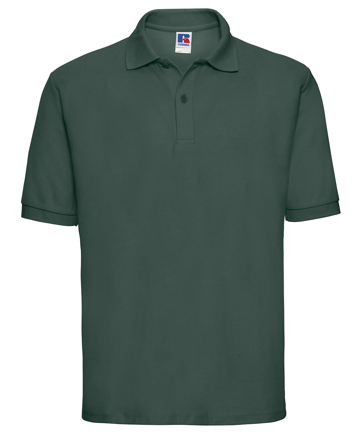 Tryck din logga på Piké från Russell Europe - Anpassa Classic Polycotton Polo i färgen Djup grön för företag, föreningar och privatpersoner