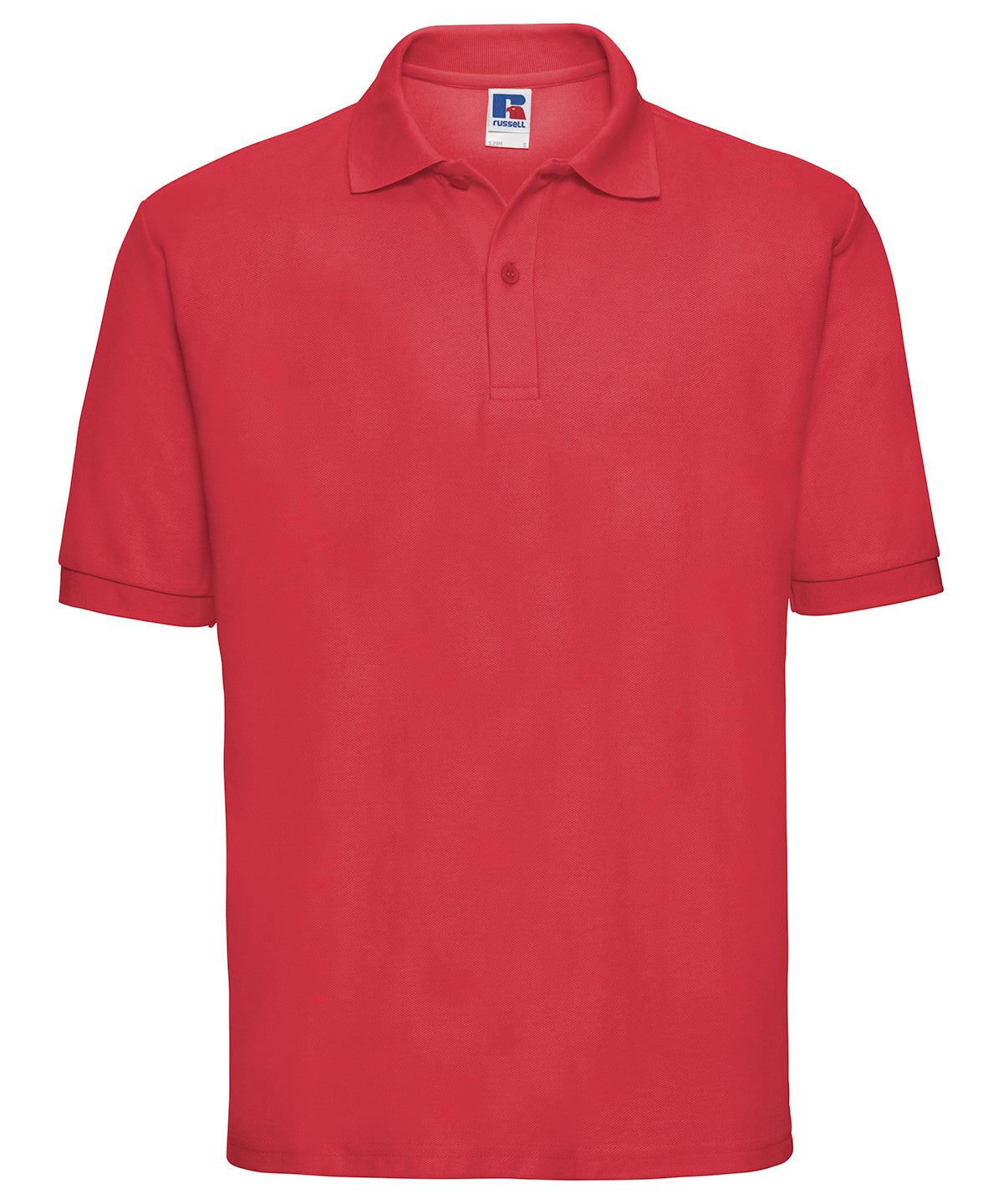 Tryck din logga på Piké från Russell Europe - Anpassa Classic Polycotton Polo i färgen Ljusröd för företag, föreningar och privatpersoner