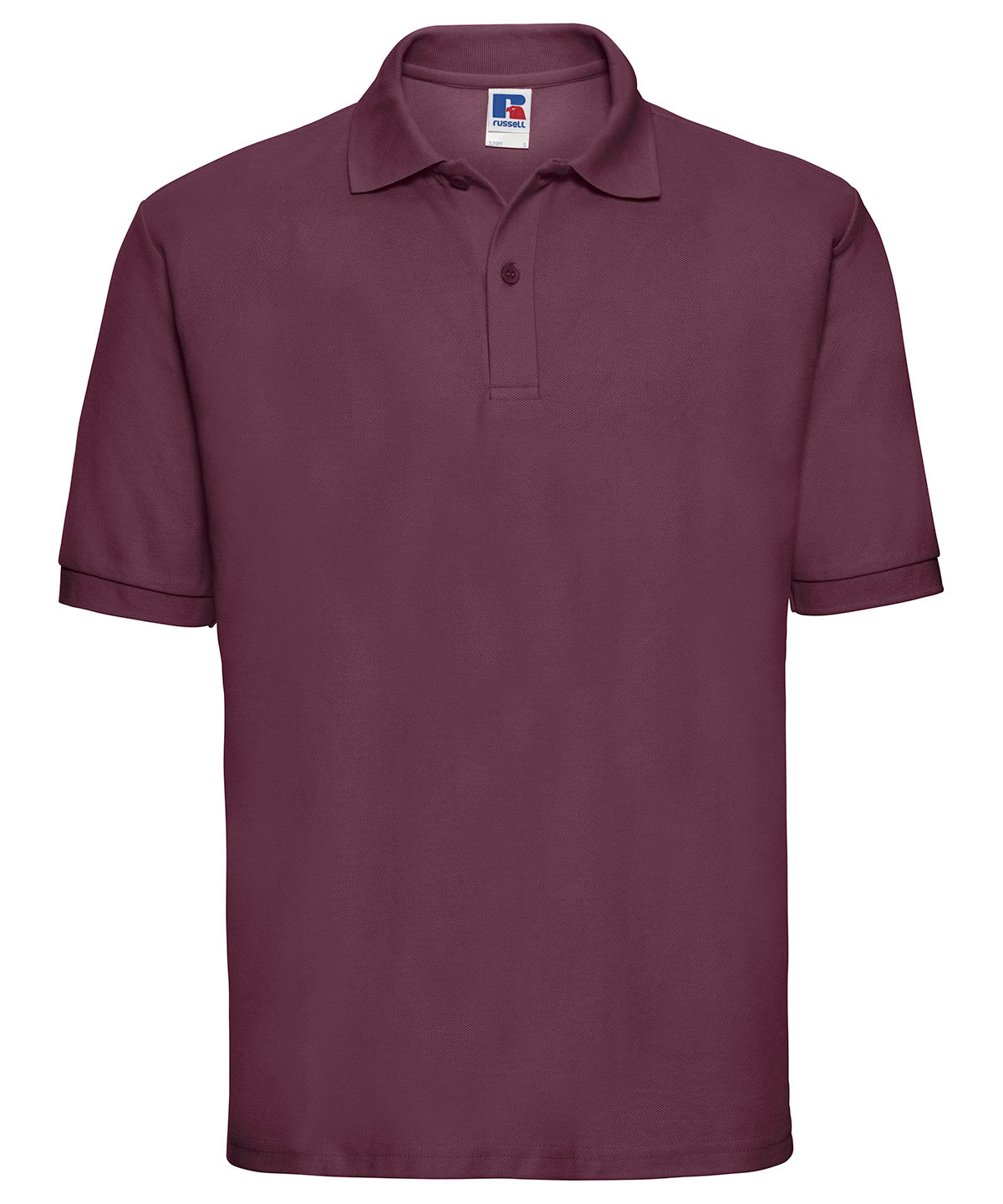 Tryck din logga på Piké från Russell Europe - Anpassa Classic Polycotton Polo i färgen Burgundy för företag, föreningar och privatpersoner