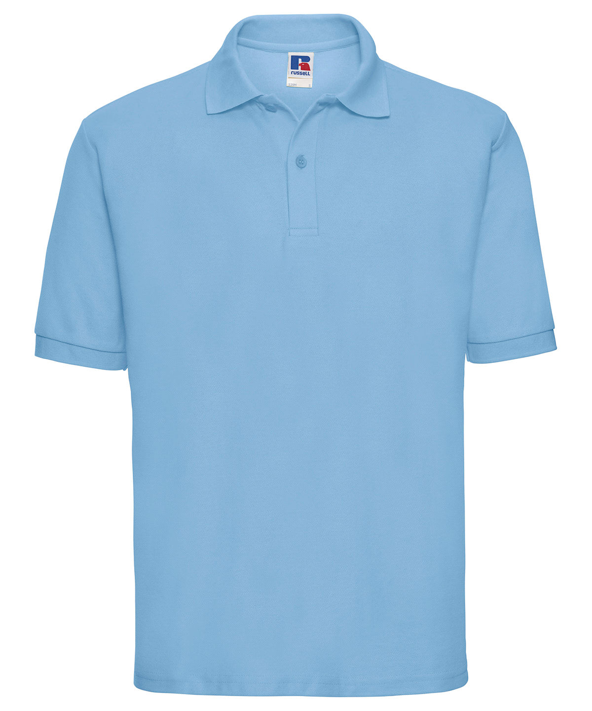 Tryck din logga på Piké från Russell Europe - Anpassa Classic Polycotton Polo i färgen Himmelblå för företag, föreningar och privatpersoner