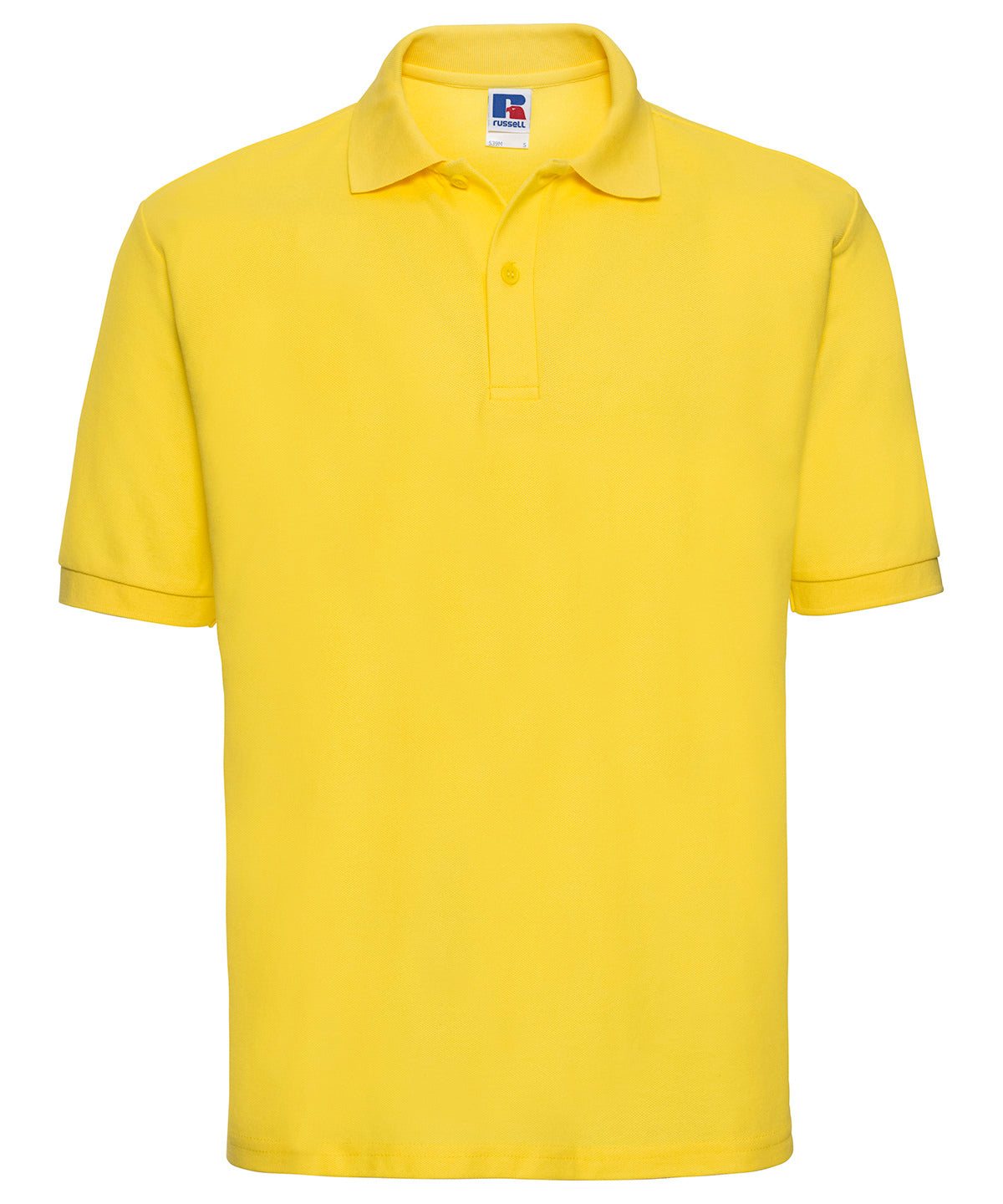 Tryck din logga på Piké från Russell Europe - Anpassa Classic Polycotton Polo i färgen Mellan gul för företag, föreningar och privatpersoner