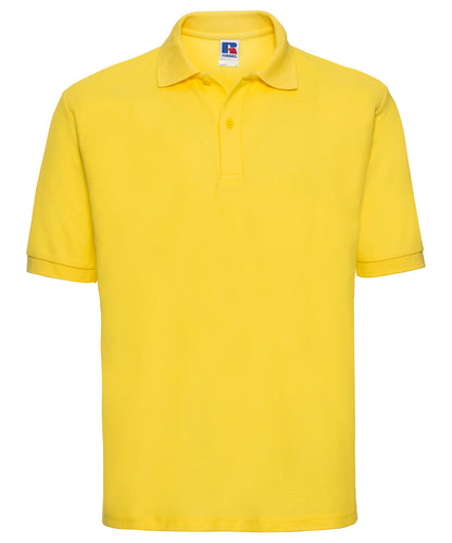 Tryck din logga på Piké från Russell Europe - Anpassa Classic Polycotton Polo i färgen Mellan gul för företag, föreningar och privatpersoner