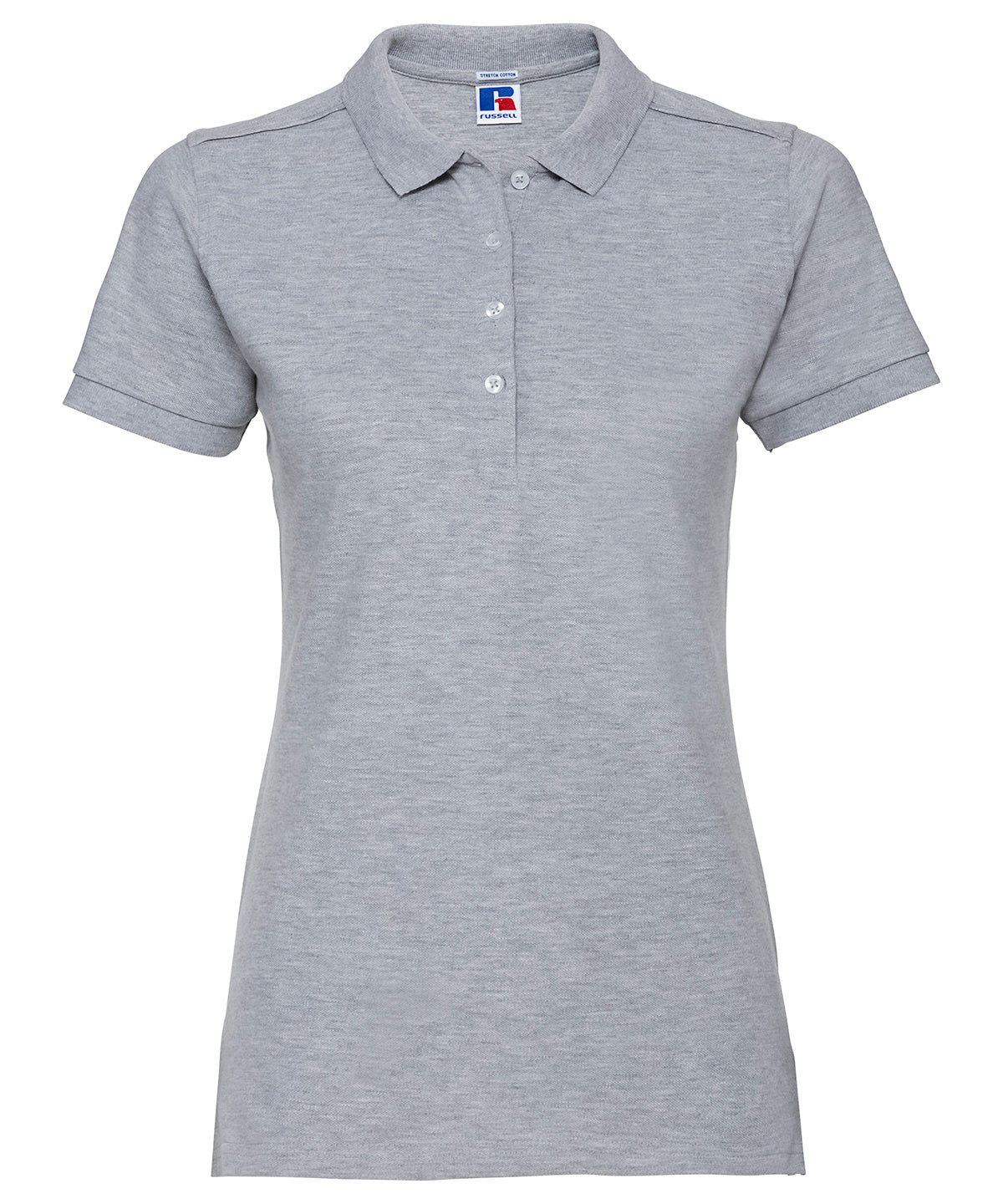Tryck din logga på Piké från Russell Europe - Anpassa Tailored Stretch Polo - Dam i färgen Ljunggrå för företag, föreningar och privatpersoner