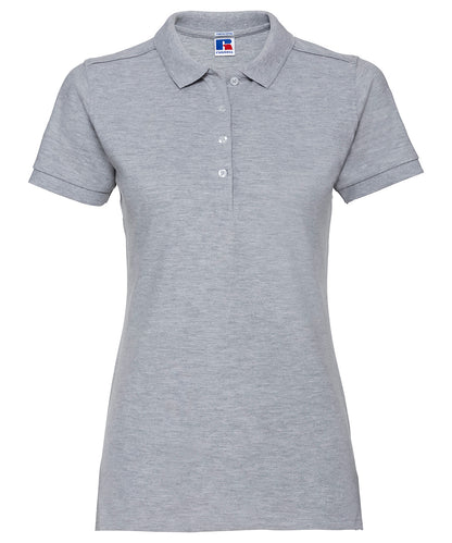 Tryck din logga på Piké från Russell Europe - Anpassa Tailored Stretch Polo - Dam i färgen Ljunggrå för företag, föreningar och privatpersoner