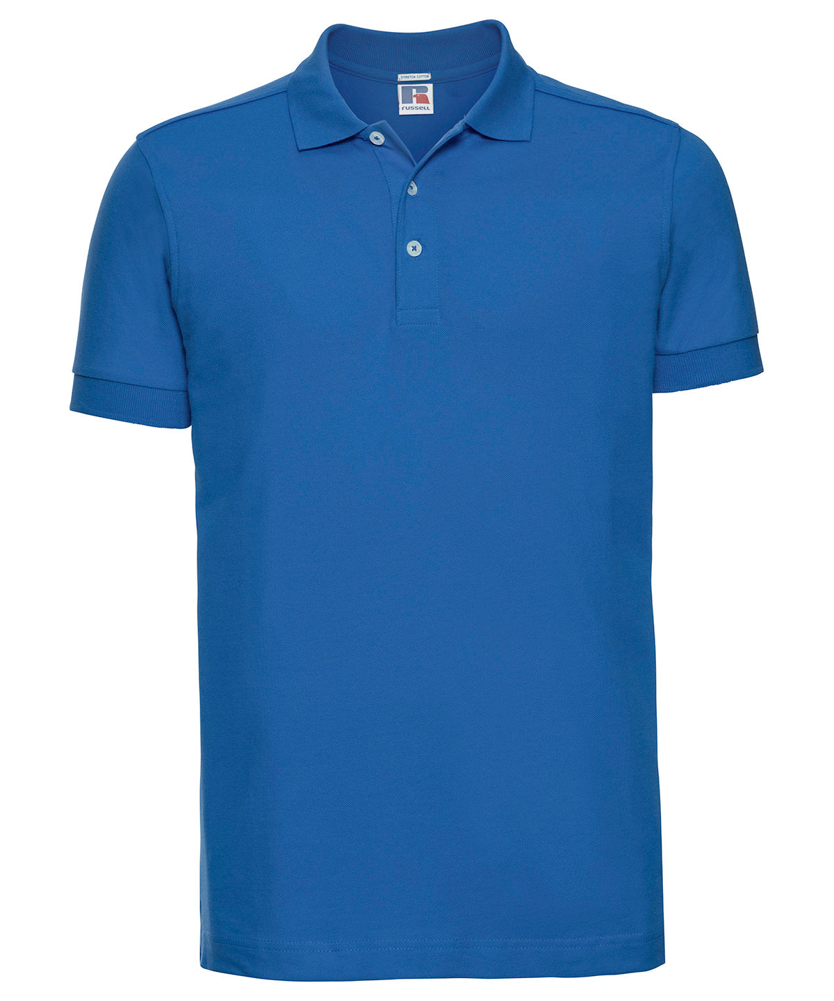 Tryck din logga på Piké från Russell Europe - Anpassa Tailored Stretch Polo i färgen Mellanblå för företag, föreningar och privatpersoner