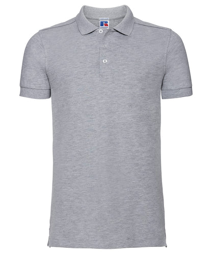 Tryck din logga på Piké från Russell Europe - Anpassa Tailored Stretch Polo i färgen Ljunggrå för företag, föreningar och privatpersoner