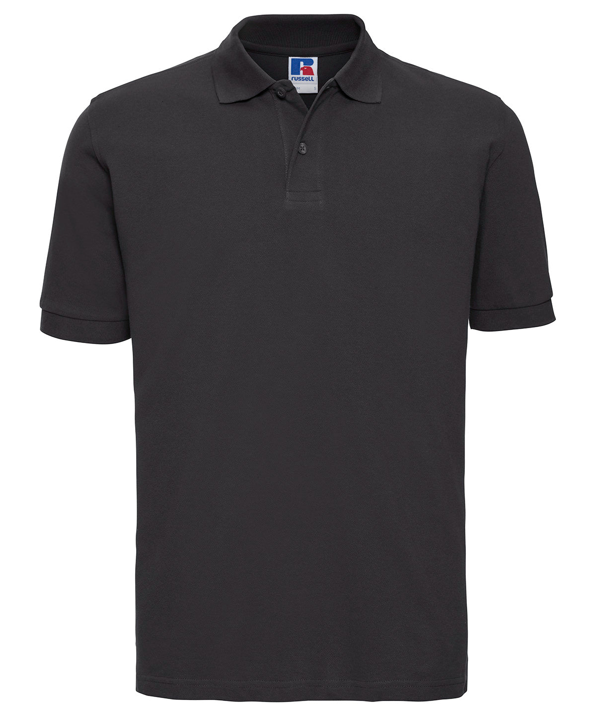 Tryck din logga på Piké från Russell Europe - Anpassa Classic Cotton Polo i färgen Svart för företag, föreningar och privatpersoner