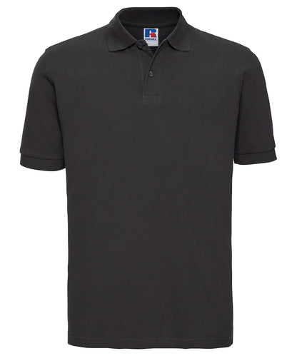 Tryck din logga på Piké från Russell Europe - Anpassa Classic Cotton Polo i färgen Svart för företag, föreningar och privatpersoner