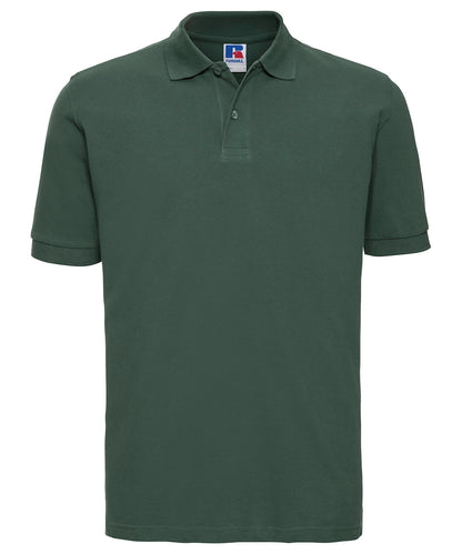 Tryck din logga på Piké från Russell Europe - Anpassa Classic Cotton Polo i färgen Djup grön för företag, föreningar och privatpersoner