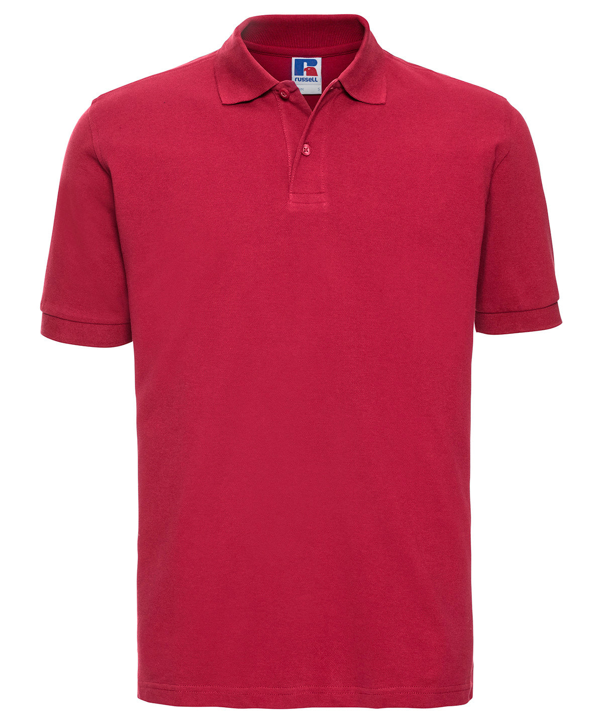 Tryck din logga på Piké från Russell Europe - Anpassa Classic Cotton Polo i färgen Mellan röd för företag, föreningar och privatpersoner