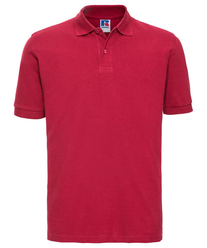 Tryck din logga på Piké från Russell Europe - Anpassa Classic Cotton Polo i färgen Mellan röd för företag, föreningar och privatpersoner