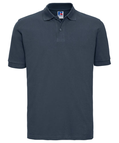 Tryck din logga på Piké från Russell Europe - Anpassa Classic Cotton Polo i färgen Marinblå för företag, föreningar och privatpersoner