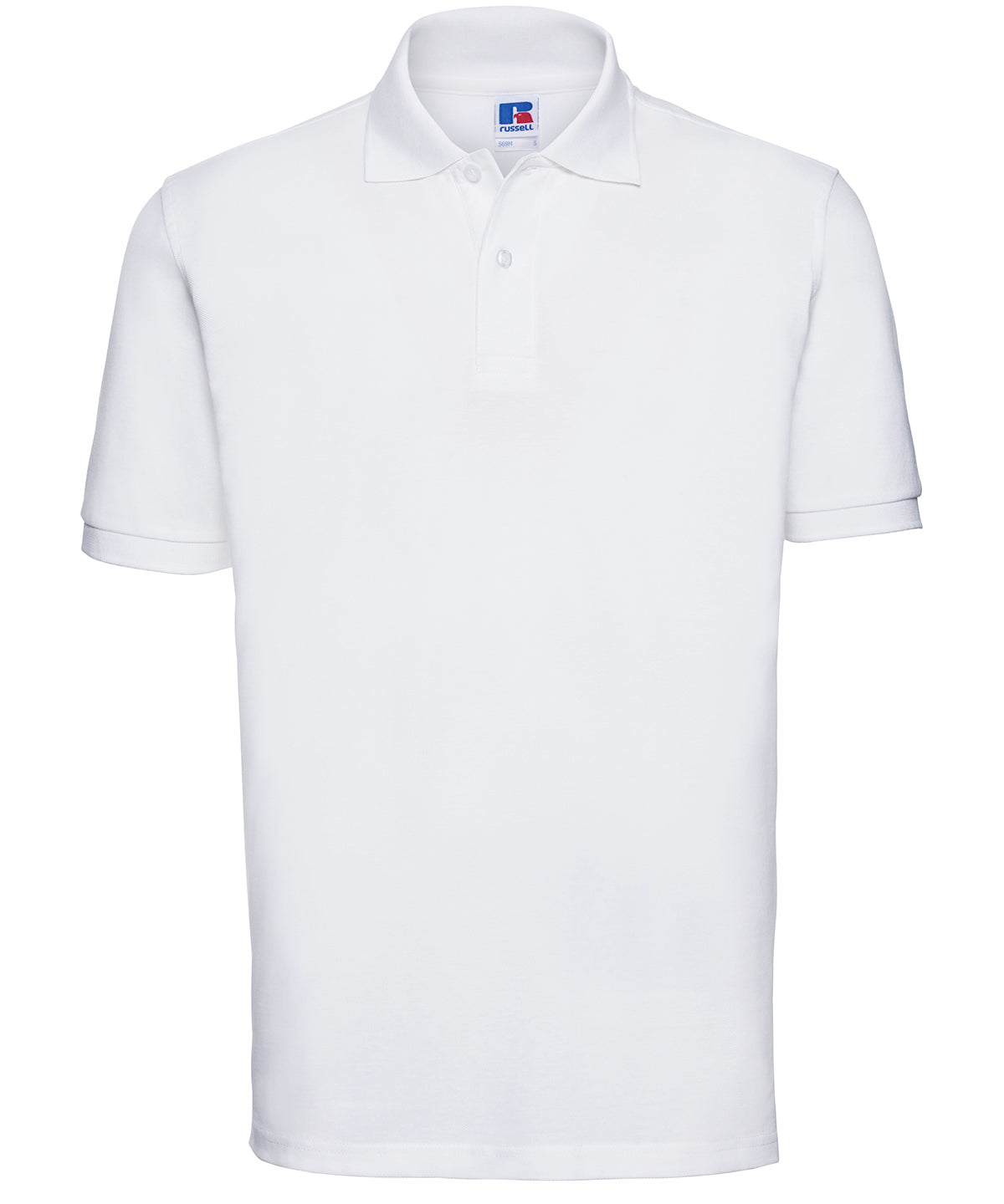 Tryck din logga på Piké från Russell Europe - Anpassa Classic Cotton Polo i färgen Vit för företag, föreningar och privatpersoner