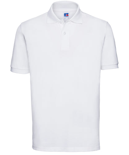 Tryck din logga på Piké från Russell Europe - Anpassa Classic Cotton Polo i färgen Vit för företag, föreningar och privatpersoner