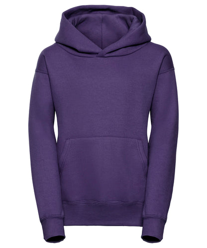 Tryck din logga på Hoodies från Russell Europe - Anpassa Russell Europe - Sweatshirt med Huva för Barn i färgen Mörk lila för företag, föreningar och privatpersoner