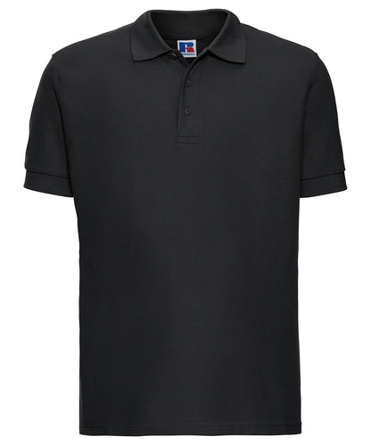 Tryck din logga på Piké från Russell Europe - Anpassa Ultimate Cotton Polo i färgen Svart för företag, föreningar och privatpersoner