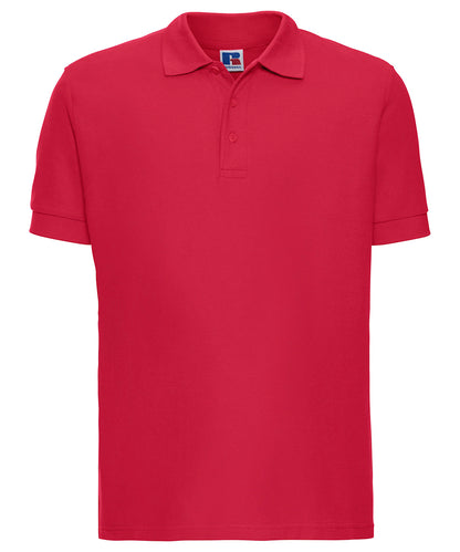 Tryck din logga på Piké från Russell Europe - Anpassa Ultimate Cotton Polo i färgen Mellan röd för företag, föreningar och privatpersoner