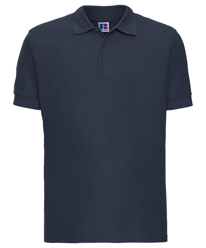 Tryck din logga på Piké från Russell Europe - Anpassa Ultimate Cotton Polo i färgen Marinblå för företag, föreningar och privatpersoner