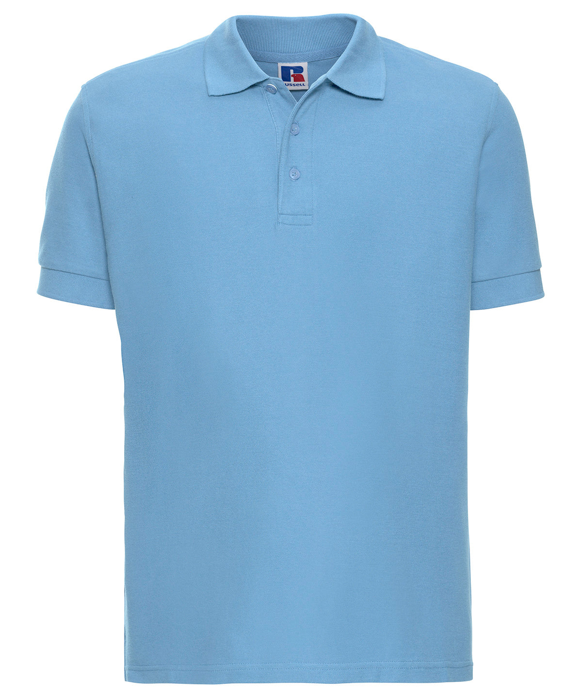 Tryck din logga på Piké från Russell Europe - Anpassa Ultimate Cotton Polo i färgen Himmelblå för företag, föreningar och privatpersoner