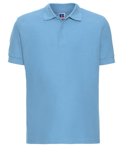 Tryck din logga på Piké från Russell Europe - Anpassa Ultimate Cotton Polo i färgen Himmelblå för företag, föreningar och privatpersoner